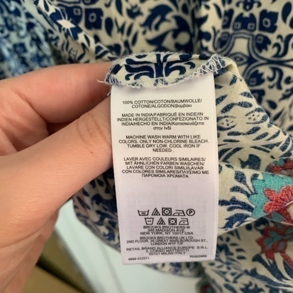 Brooks Brothers Boho Cotton V Neck 3/4 Sleeve Blouse Size Large - Picture 4 of 4